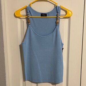 Elegant Blue Camisole tank with Beaded Straps